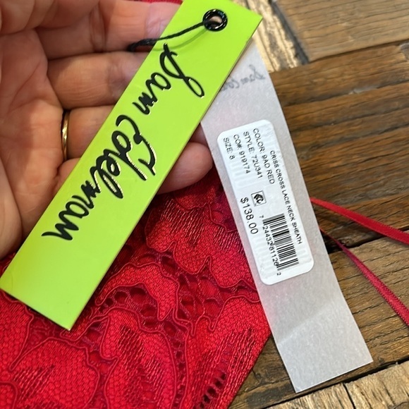 Sam Edelman Red Criss Cross Lace Neck Sheath Dress NWT - Picture 2 of 10